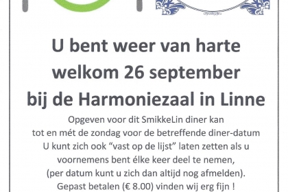 U bent weer van harte welkom !