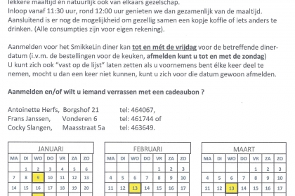 Kalender SmikkeLin 1e helft 2019