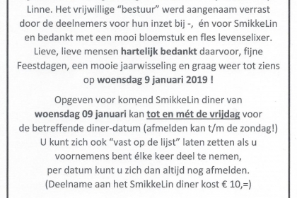 Bedankt en tot ziens in 2019 !