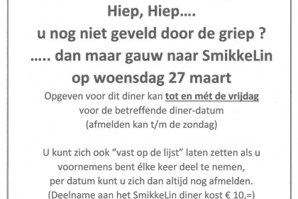 Hiep Hiep Hiep, u nog niet geveld door de griep ?