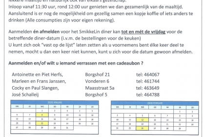 Kalender SmikkeLin 1e helft 2020