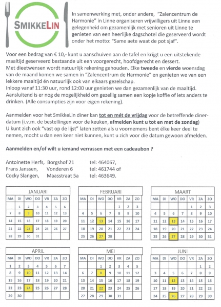 Kalender SmikkeLin 1e helft 2019
