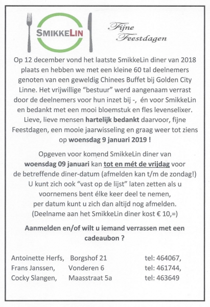 Bedankt en tot ziens in 2019 !