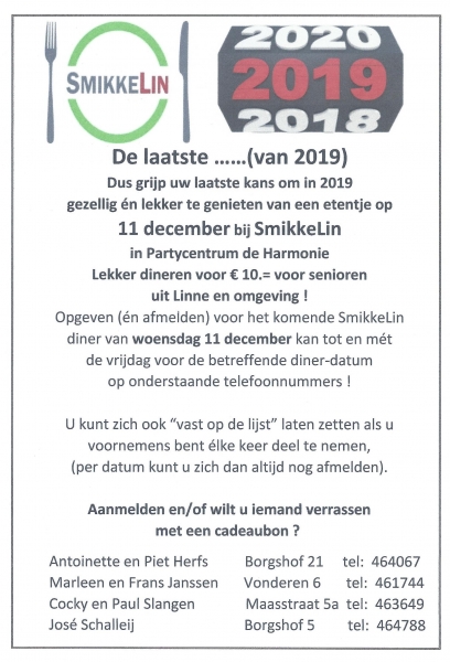 Uw laatste kans in 2019 !!