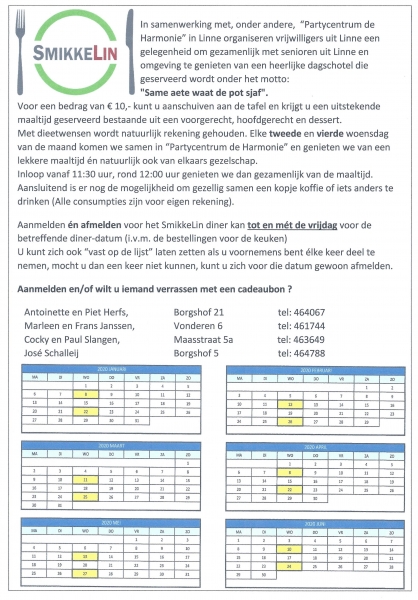 Kalender SmikkeLin 1e helft 2020