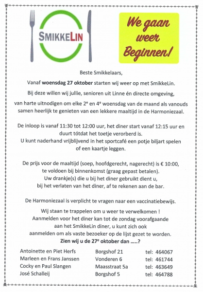 SmikkeLin, lekker dineren voor senioren